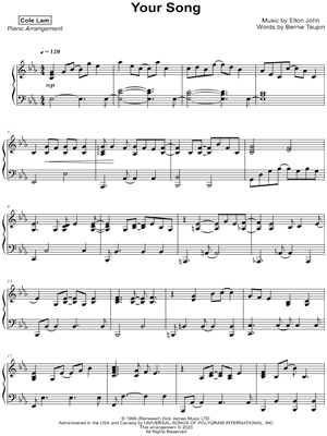 Your Song by Cole Lam - Sheet Music