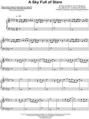 A Sky Full of Stars [Slow Easy Piano Tutorial]