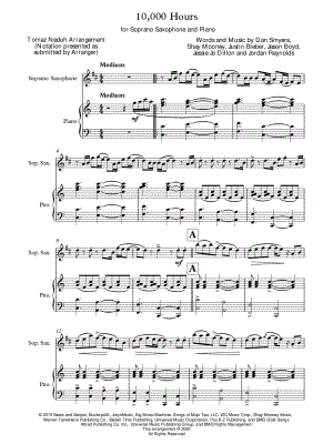 10,000 Hours - Soprano Saxophone & Piano