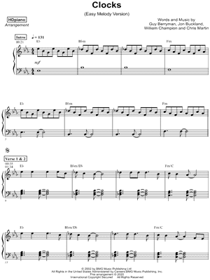 Clocks [easy melody version] by HDpiano - Sheet Music