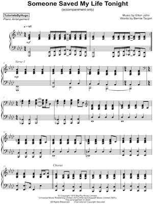 Someone Saved My Life Tonight [accompaniment only]