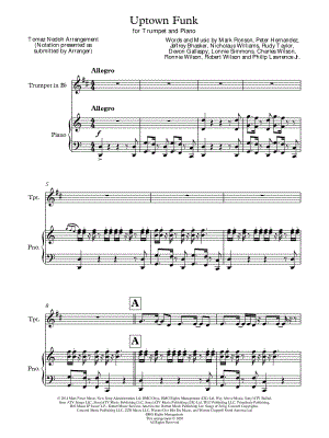Uptown Funk - Trumpet & Piano by Tomaz Nedoh - Sheet Music