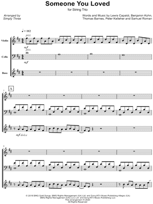 Someone You Loved by Simply Three - Sheet Music