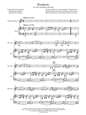 positions - Tenor Saxophone & Piano