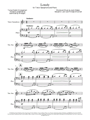 Lonely - Tenor Saxophone & Piano