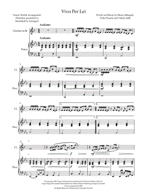 Vivo per Lei - Clarinet & Piano