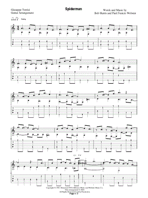 Theme from Spider Man by Giuseppe Torrisi - Sheet Music