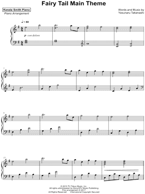 Fairy Tail (Main Theme) by Kenzie Smith - Sheet Music
