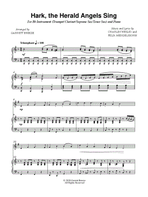 Hark! The Herald Angels Sing - Bb Instrument & Piano