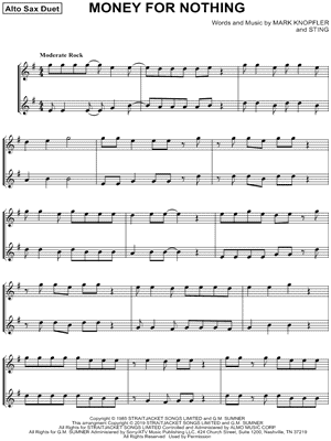 Money for Nothing - Alto Saxophone Duet by Dire Straits - Sheet Music