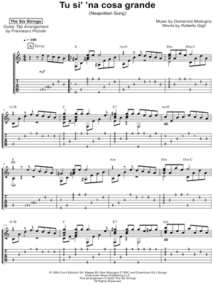 Tu si' 'na cosa grande by The Six Strings - Sheet Music
