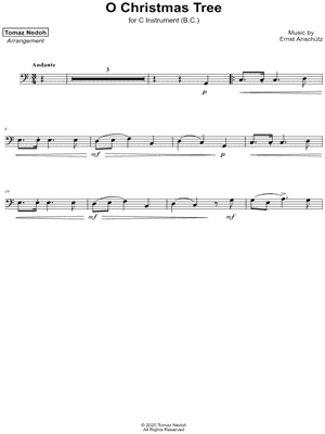 O Christmas Tree - Bass Clef Instrument