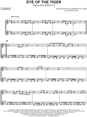 Eye of the Tiger - Clarinet Duet by Survivor - Sheet Music