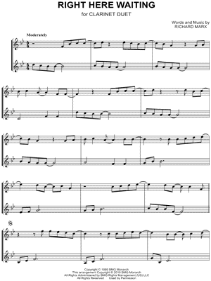 Right Here Waiting - Clarinet Duet