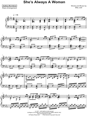 She's Always a Woman by Joshua Burniece - Sheet Music
