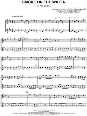 Smoke on the Water - Alto Saxophone Duet by Deep Purple - Sheet Music