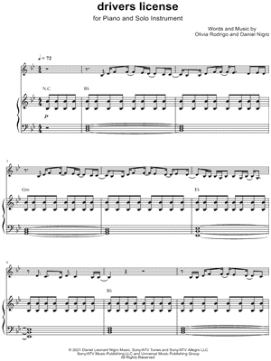 drivers license - Piano Accompaniment