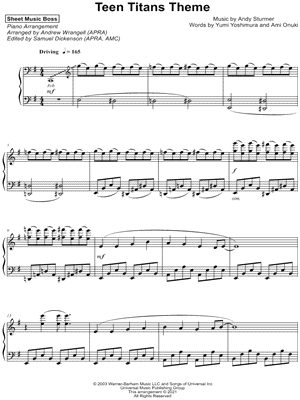 Teen Titans Theme by Sheet Music Boss - Sheet Music