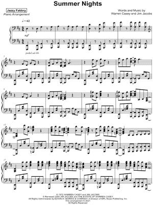 Summer Nights by Jazzy Fabbry - Sheet Music