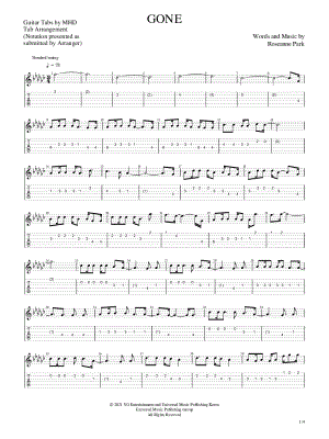 GONE by Guitar Tabs by MHD - Sheet Music