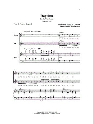 Dayeinu by Trude Rittmann - Sheet Music