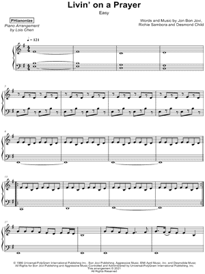 Livin' on a Prayer [easy] by PHianonize - Sheet Music