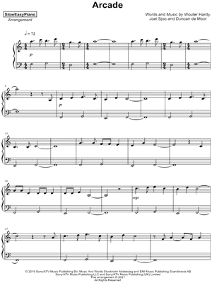Arcade by SlowEasyPiano - Sheet Music