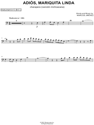 Adios, Mariquita Linda - Bass Clef Instrument