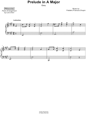 Prelude in A Major, Op. 28, No. 7 [easy]