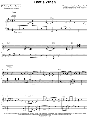 That's When by Relaxing Piano Covers - Sheet Music
