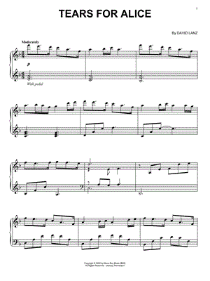 Tears for Alice by David Lanz - Sheet Music