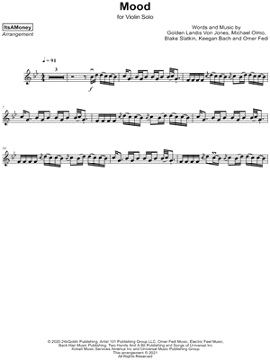 Mood by ItsAMoney - Sheet Music