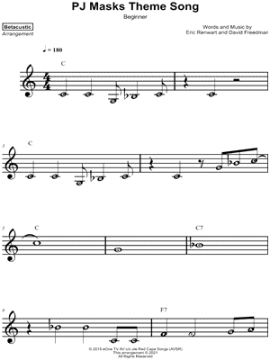 PJ Masks Theme Song by Betacustic - Sheet Music