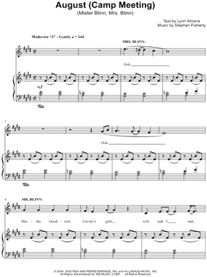 August (Camp Meeting) by Lynn Ahrens & Stephen Flaherty - Sheet Music