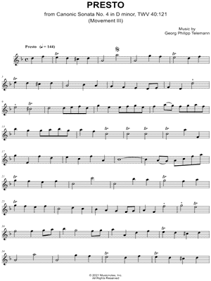 Canonic Sonata No. 4, TWV 40: 121: III. Presto