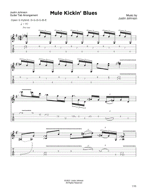Mule Kickin' Blues by Justin Johnson - Sheet Music