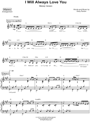 I Will Always Love You by HDpiano - Sheet Music