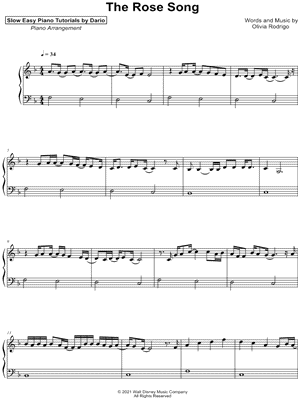 The Rose Song [Slow Easy Piano Tutorial]