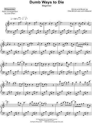 Dumb Ways to Die [beginner] by PHianonize - Sheet Music