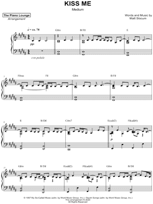 Kiss Me [medium] by The Piano Lounge - Sheet Music