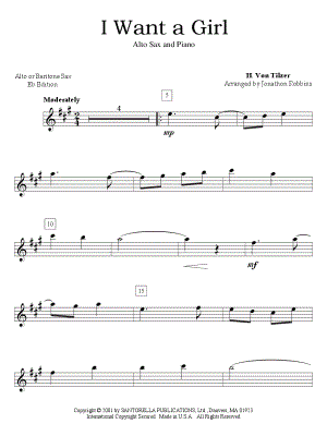 I Want a Girl (Just Like the Girl That Married Dear Old Dad) - Alto Saxophone & Piano