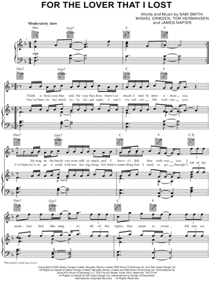 For the Lover That I Lost by Sam Smith - Sheet Music