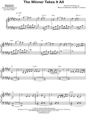The Winner Takes It All by Sheeteria - Sheet Music