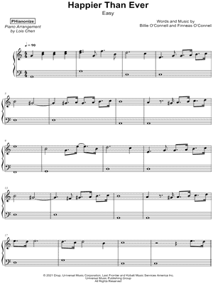 Happier Than Ever [easy] by PHianonize - Sheet Music