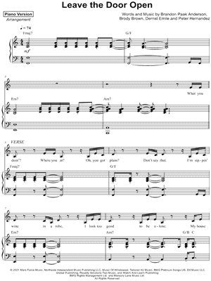 Leave the Door Open by Piano Version - Sheet Music