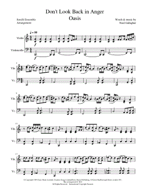Don't Look Back in Anger - Violin & Cello