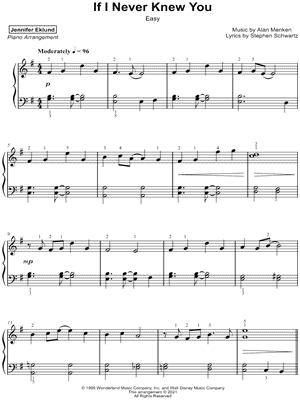 If I Never Knew You [easy] by Jennifer Eklund - Sheet Music