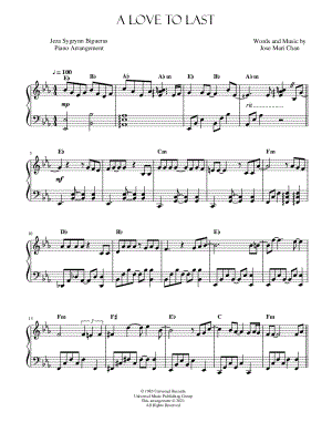A Love to Last a Lifetime by Jeza Sygrynn Bigueras - Sheet Music