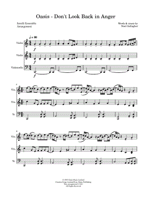 Don't Look Back in Anger - String Trio