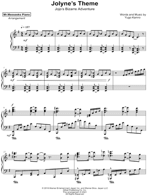 Jolyne's Theme by Mr.Meeseeks Piano - Sheet Music